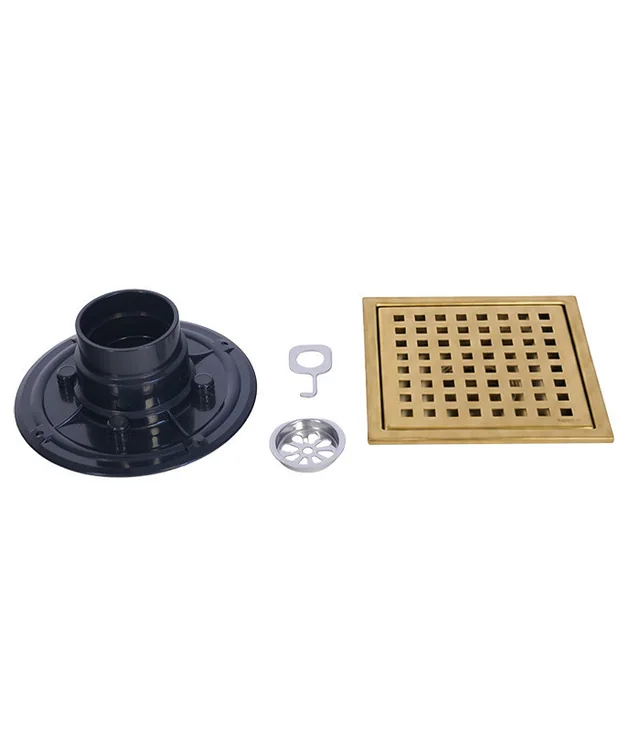 Square Shower Drain with Removable Pattern Grate
