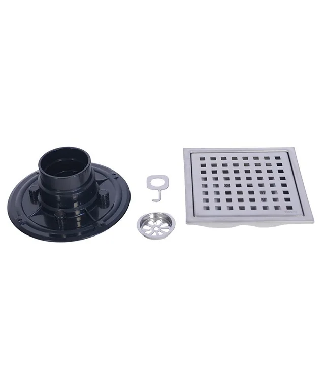 Square Shower Drain with Removable Pattern Grate