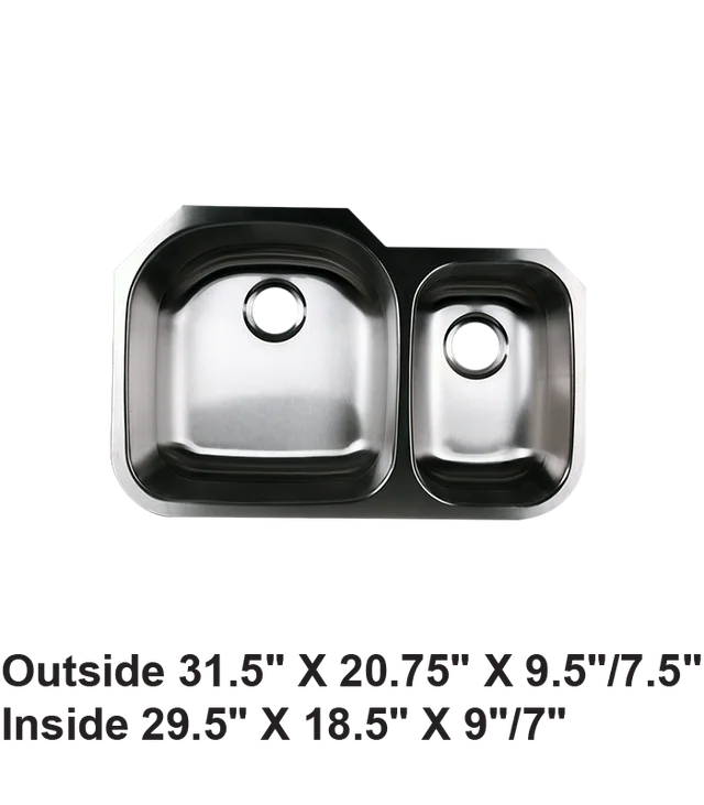 Undermount Double Bowl 70/30 Stainless Steel Sink
