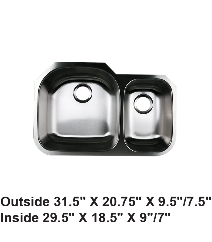 Undermount Double Bowl 70/30 Stainless Steel Sink
