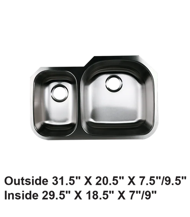 Undermount Reverse Double Bowl 30/70 Stainless Steel Sink
