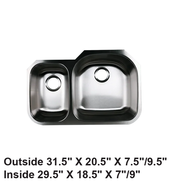 Undermount Reverse Double Bowl 30/70 Stainless Steel Sink