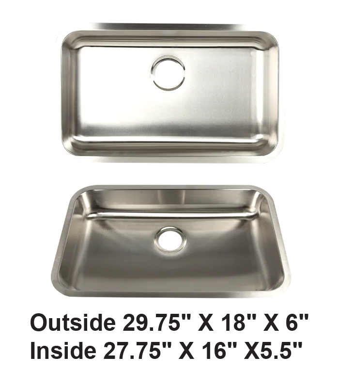 Undermount Single Bowl Stainless Steel ADA Sink