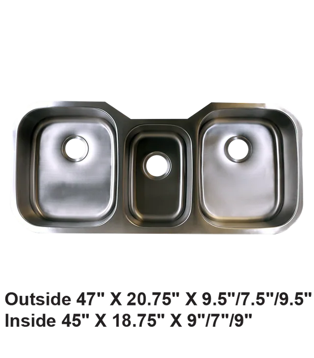 Undermount Triple Bowl Stainless Steel Sink