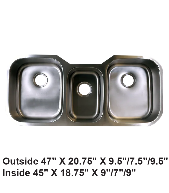 Undermount Triple Bowl Stainless Steel Sink