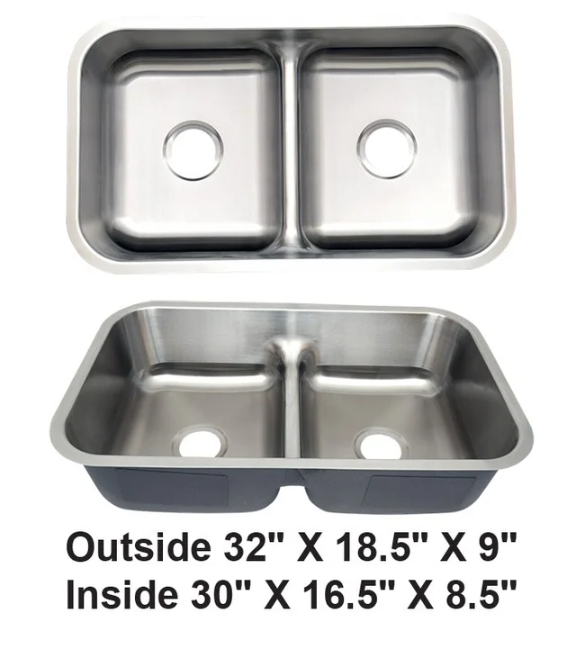 Undermount Double Bowl 50/50 Stainless Steel Sink with Low-Divided