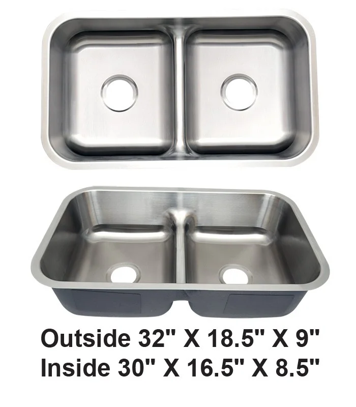Undermount Double Bowl 50/50 Stainless Steel Sink with Low-Divided