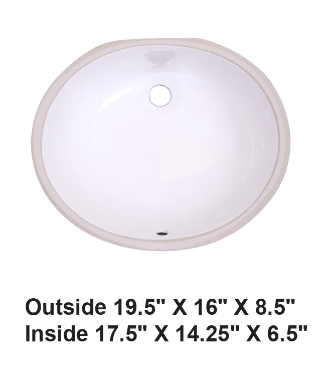 Undermount Oval Ceramic Sink White