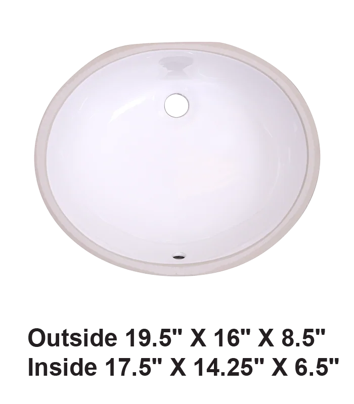Undermount Oval Ceramic Sink White