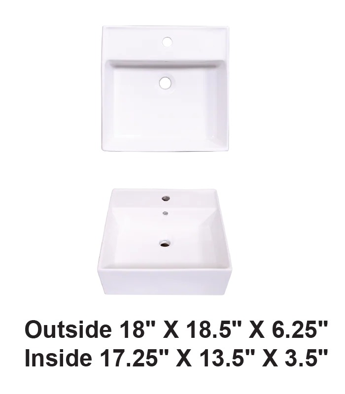 Above Counter Ceramic Sink White