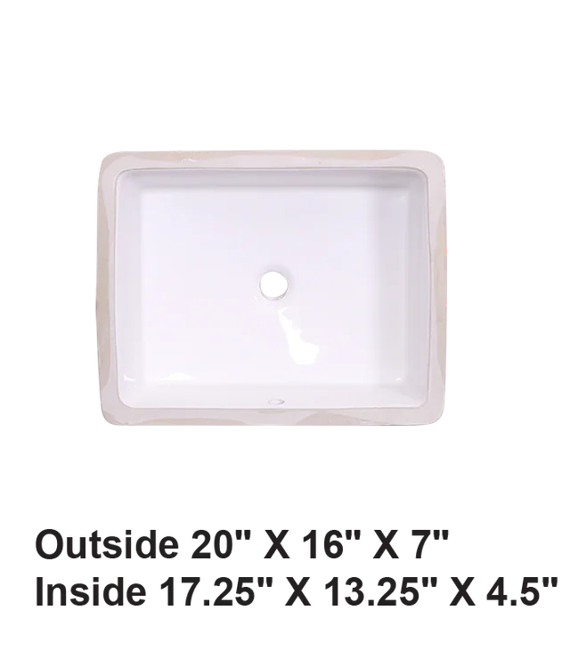 Undermount Rectangular Ceramic Sink White