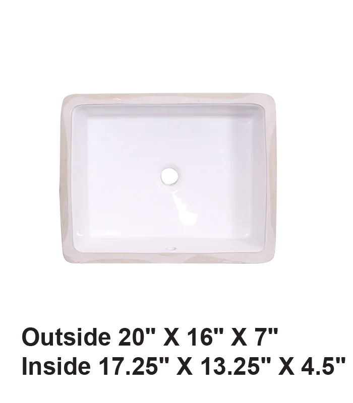 Undermount Rectangular Ceramic Sink White
