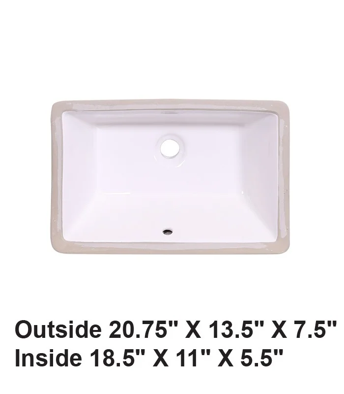 Undermount Rectangular Ceramic Sink White