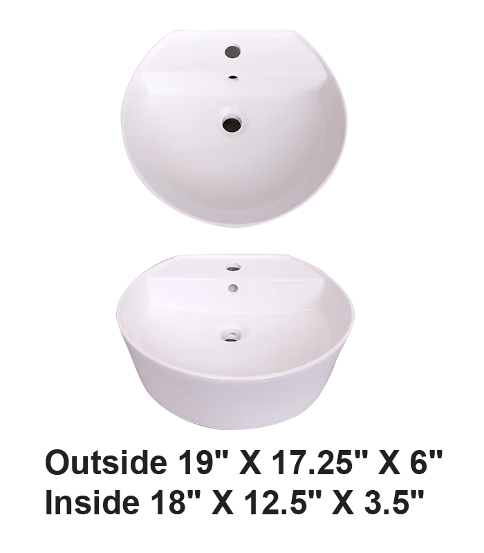 Above Counter Ceramic Sink White