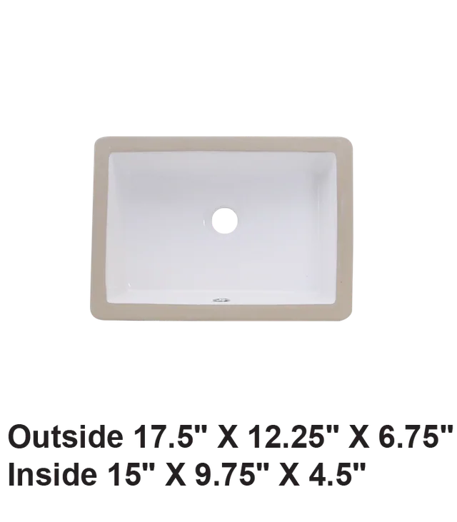 Undermount Rectangular Ceramic Sink White