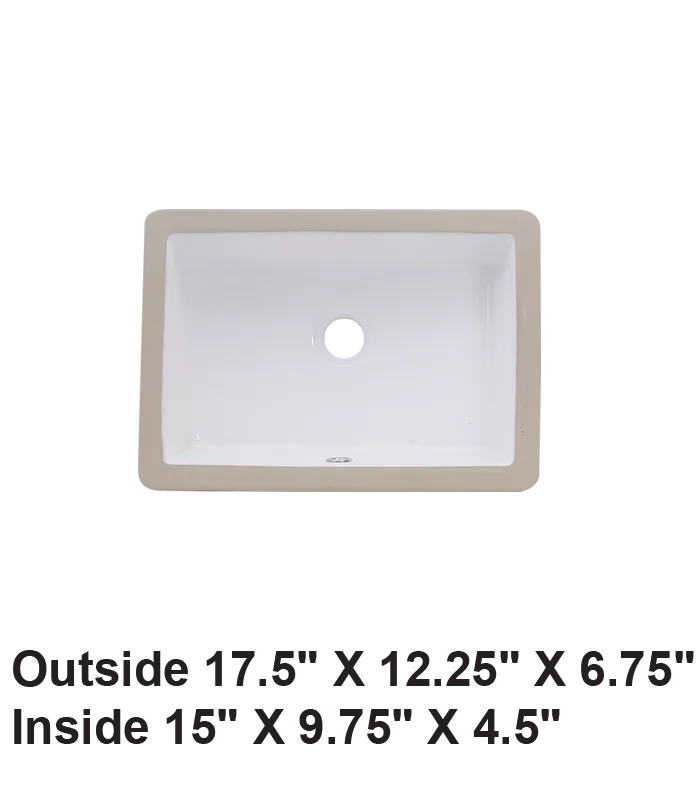 Undermount Rectangular Ceramic Sink White