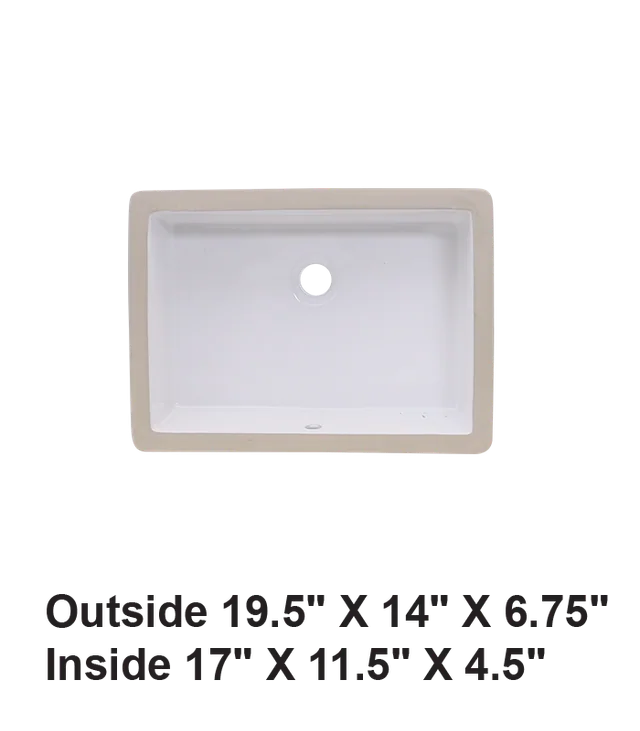 Undermount Rectangular Ceramic Sink White