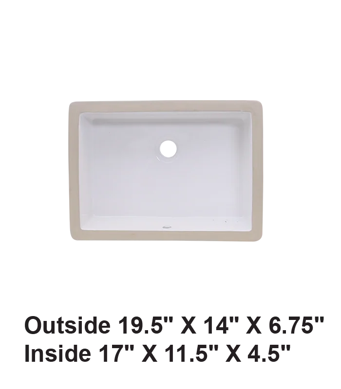 Undermount Rectangular Ceramic Sink White