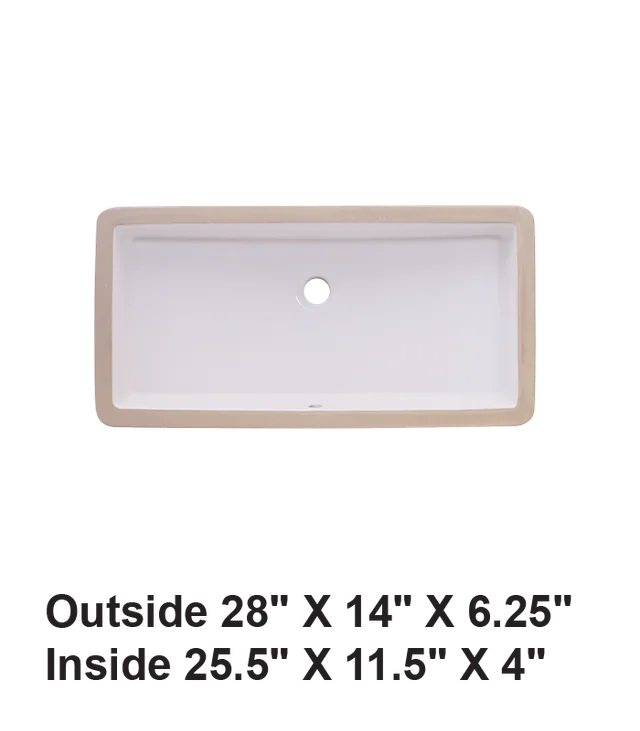 Undermount Rectangular Ceramic Sink White