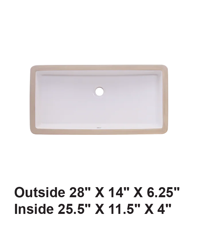 Undermount Rectangular Ceramic Sink White