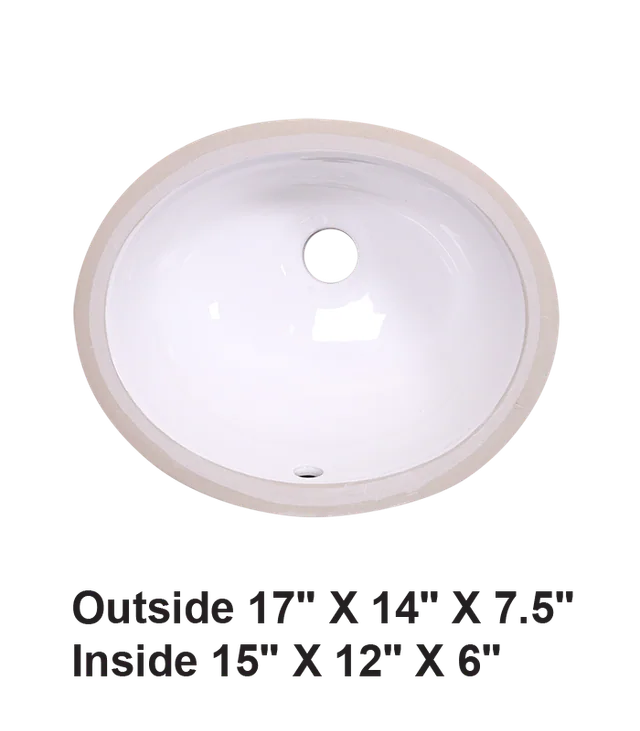 Undermount Oval Ceramic Sink White