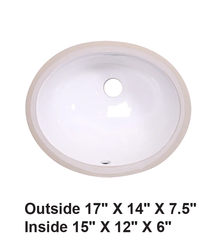 Undermount Oval Ceramic Sink White