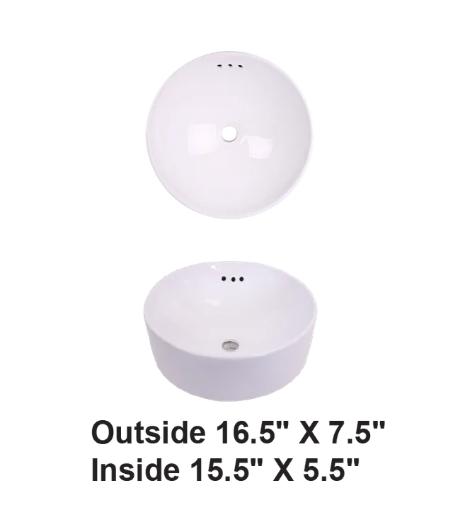 Above Counter Ceramic Sink White