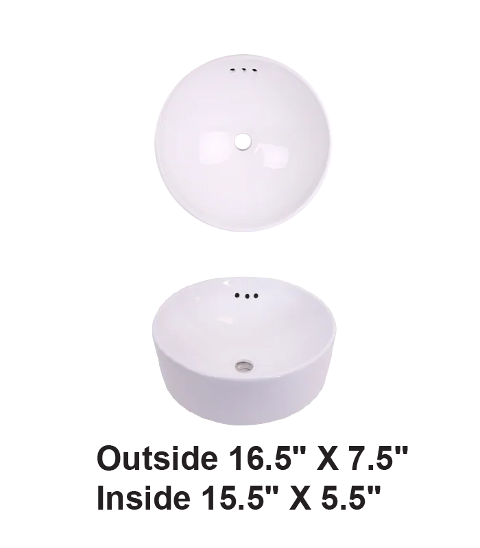 Above Counter Ceramic Sink White