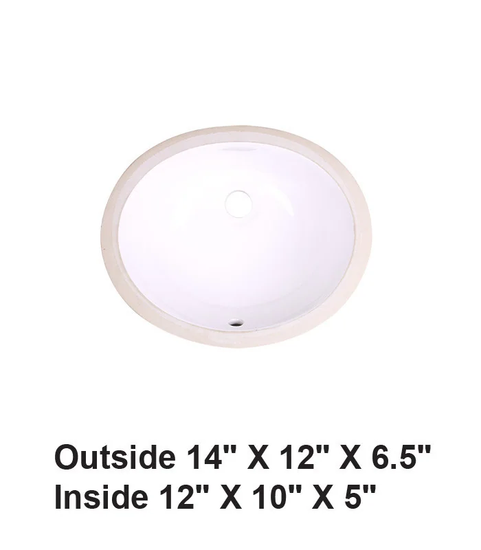 Undermount Oval Ceramic Sink White