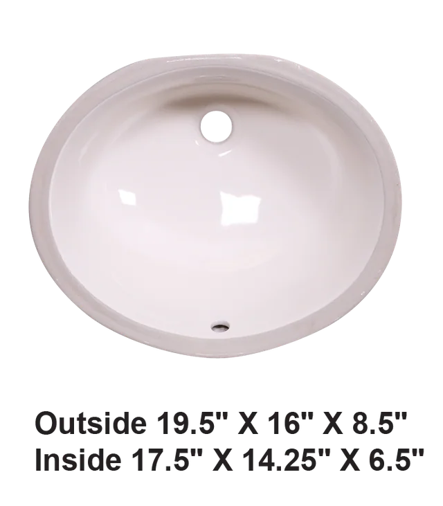 Undermount Oval Ceramic Sink Bisque