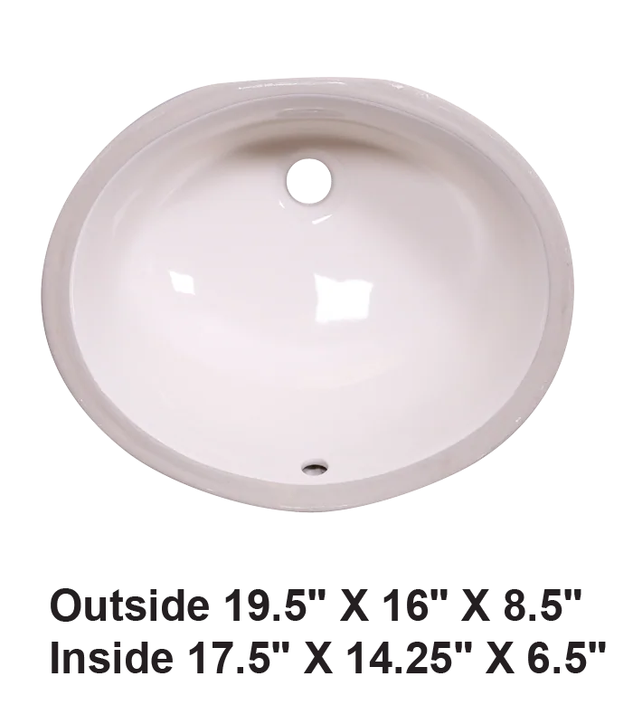 Undermount Oval Ceramic Sink Bisque
