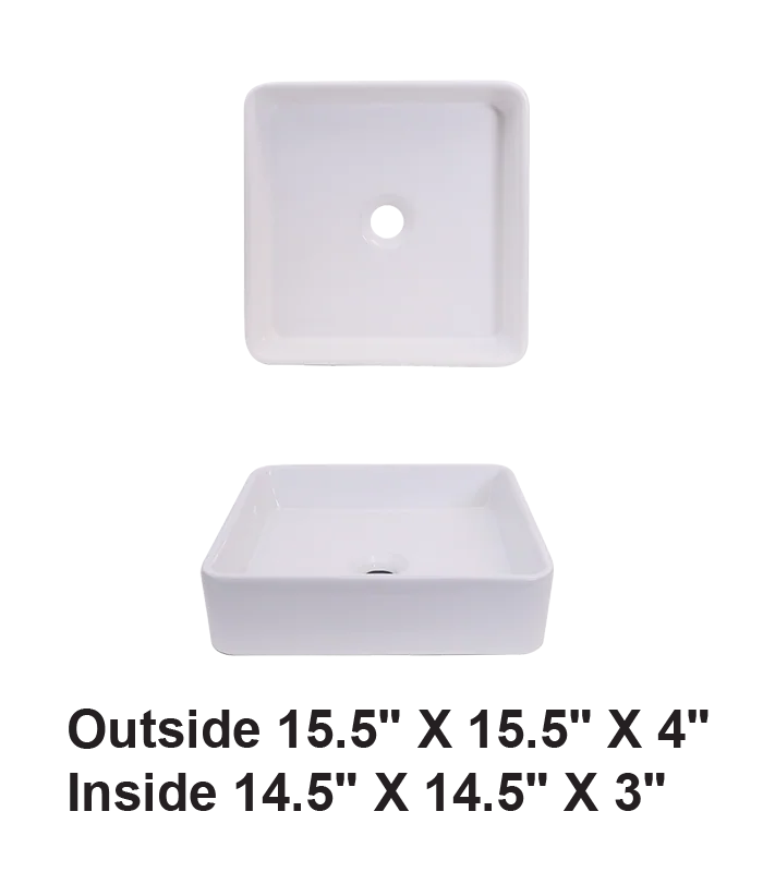 Above Counter Ceramic Sink White