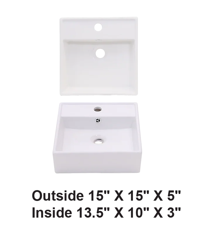 Above Counter Ceramic Sink White