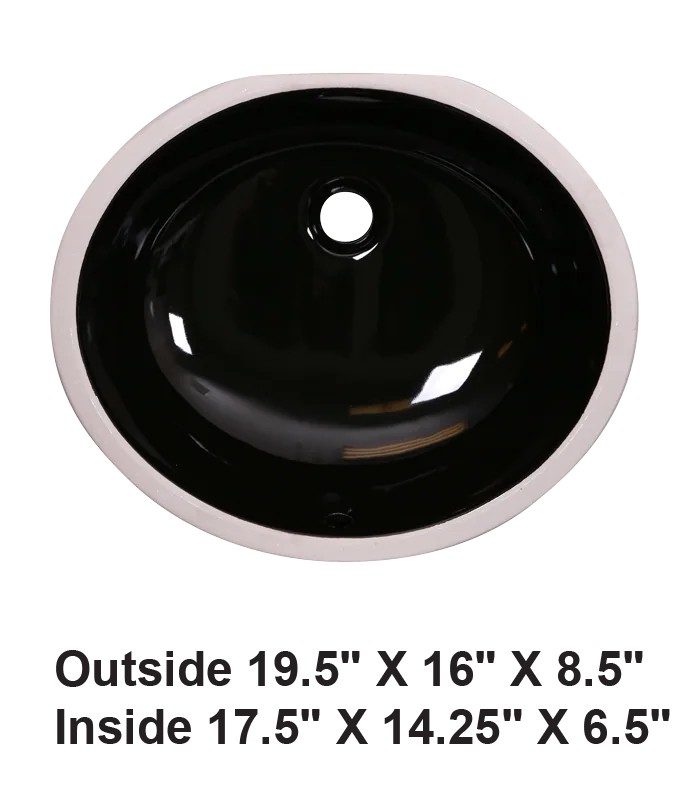Undermount Oval Ceramic Sink Black