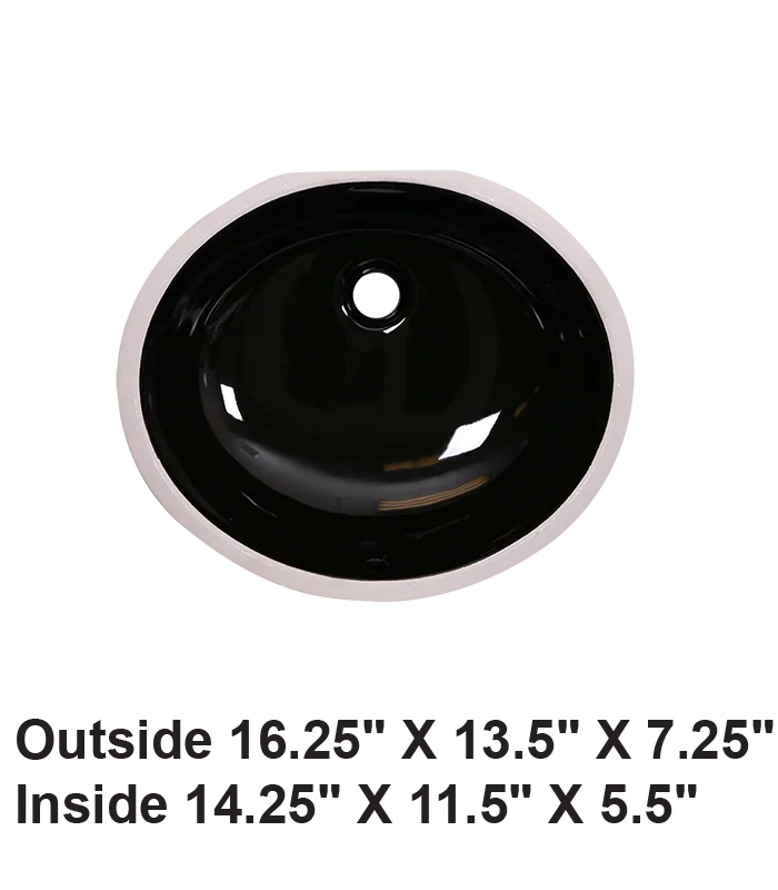 Undermount Oval Ceramic Sink Black