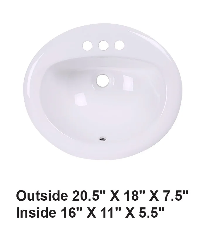 Drop-in Self-Rimming Ceramic Sink White