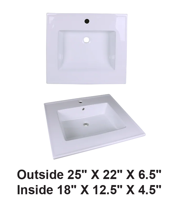 Vanity Top Self-Rimming Ceramic Sink White