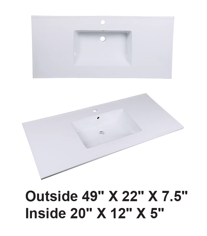 Vanity Top Ceramic Sink White