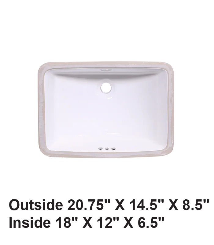 Undermount Rectangular Ceramic Sink White