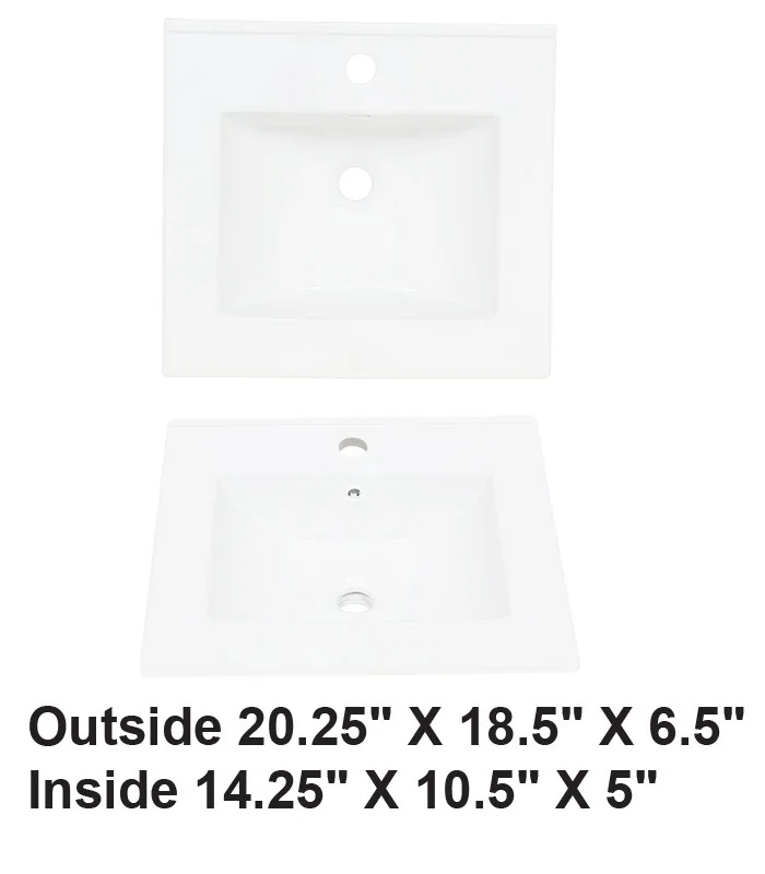 Vanity Top Self-Rimming Ceramic Sink White