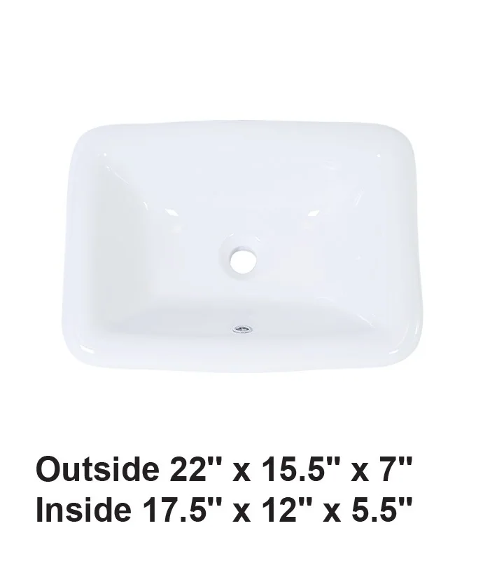 Drop-in Ceramic Sink White