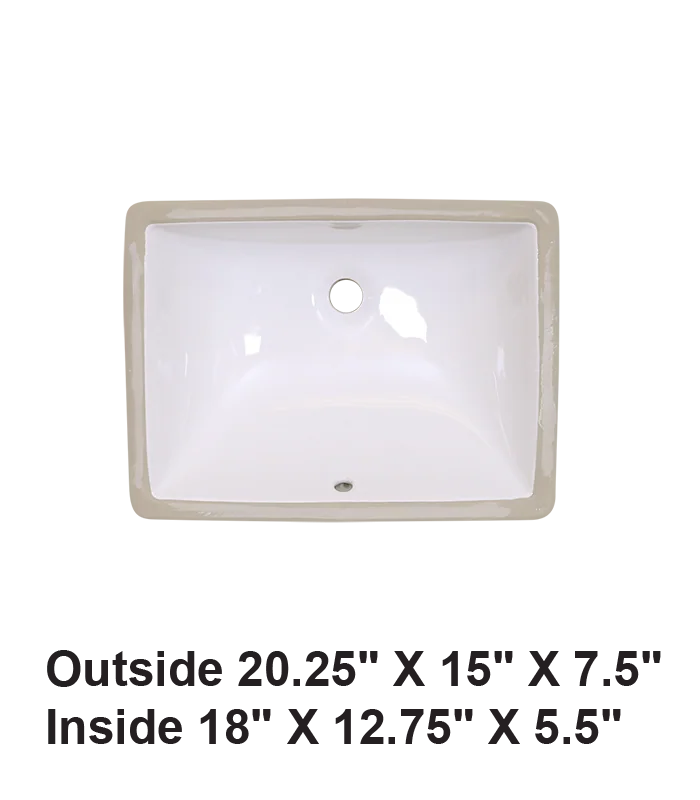 Undermount Rectangular Ceramic Sink White