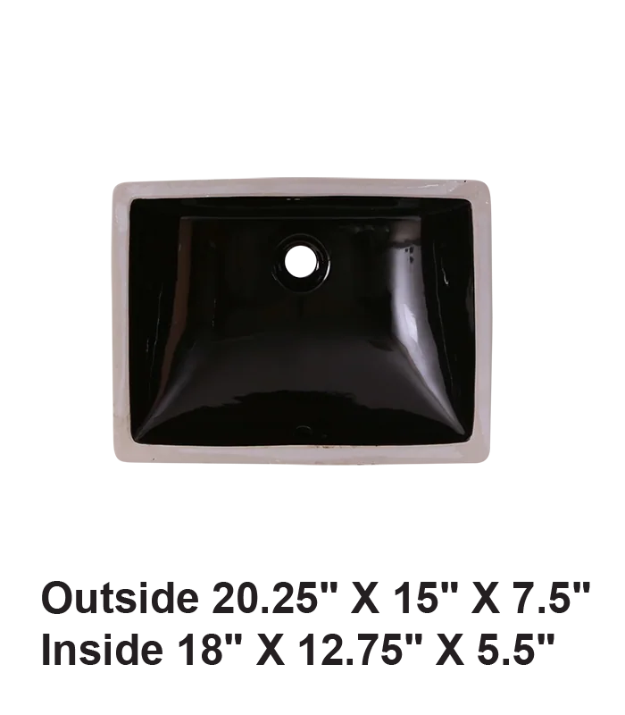 Undermount Rectangular Ceramic Sink Black