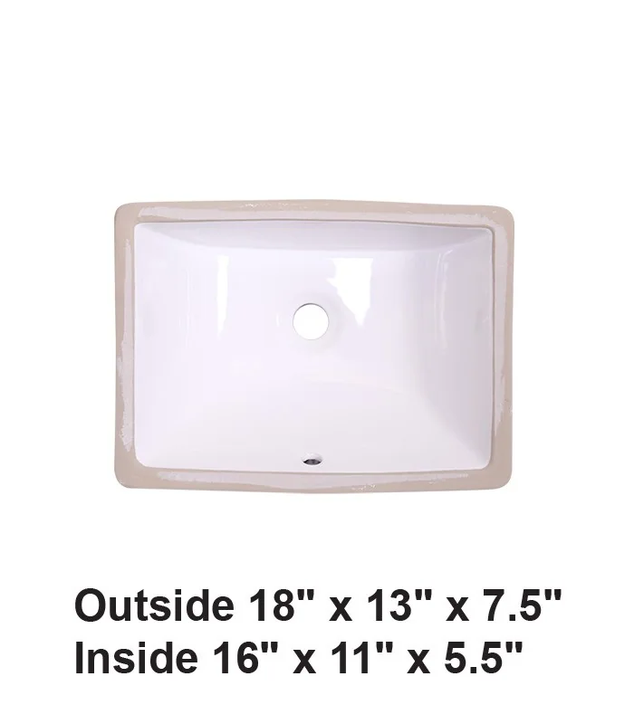Undermount Rectangular Ceramic Sink White