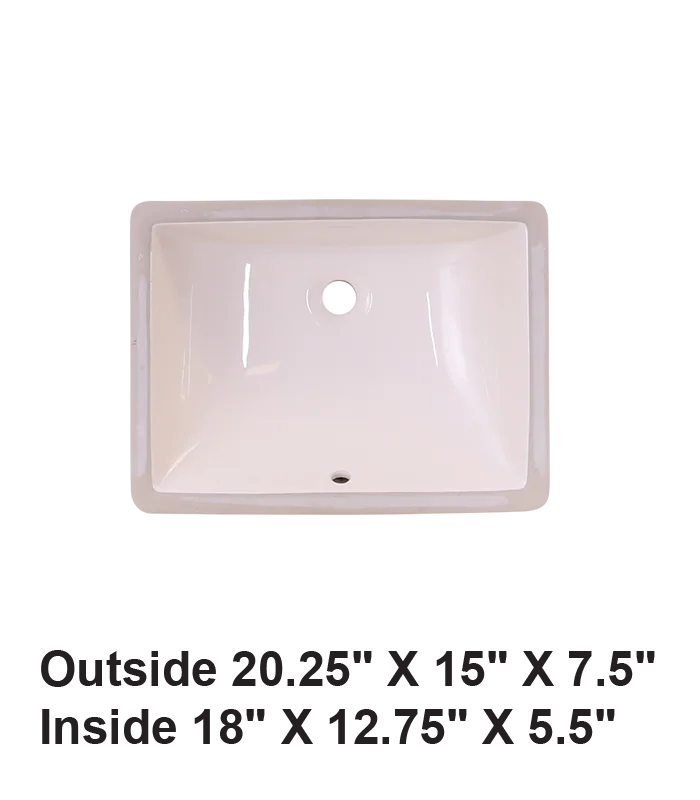Undermount Rectangular Ceramic Sink Bisque