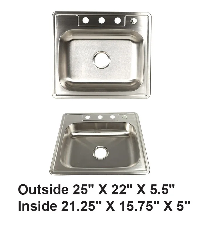 Drop-in Single Bowl Stainless Steel ADA Sink