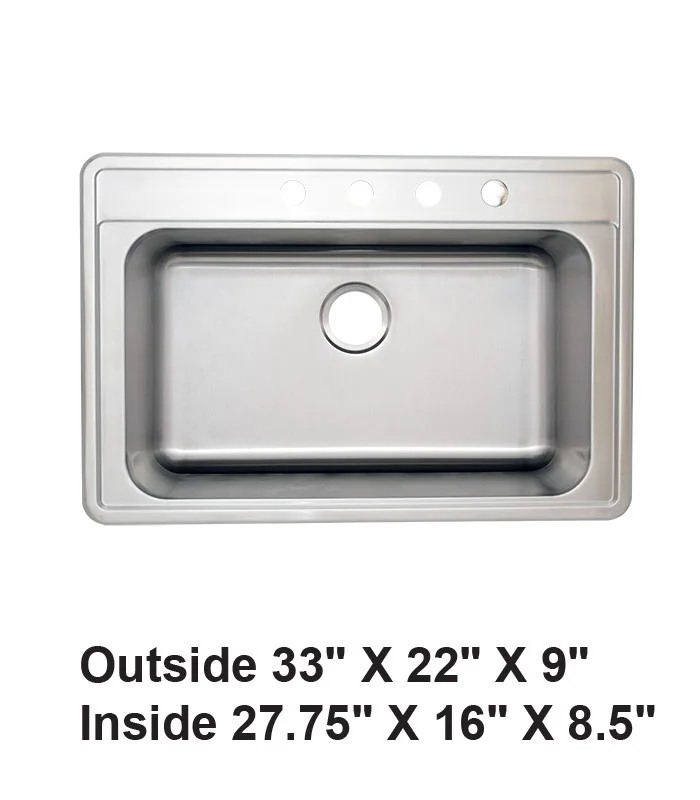 Drop-in Single Bowl Stainless Steel Sink