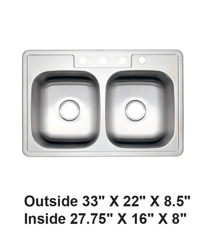 Drop-in Double Bowl 50/50 Stainless Steel Sink