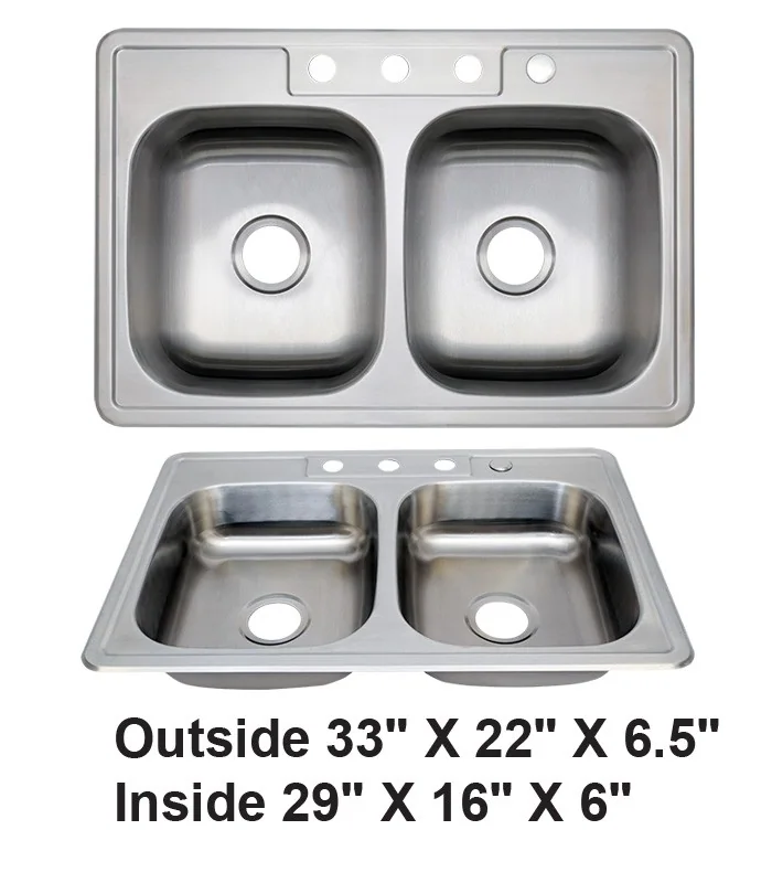 Drop-in Double Bowl 50/50 Stainless Steel Sink