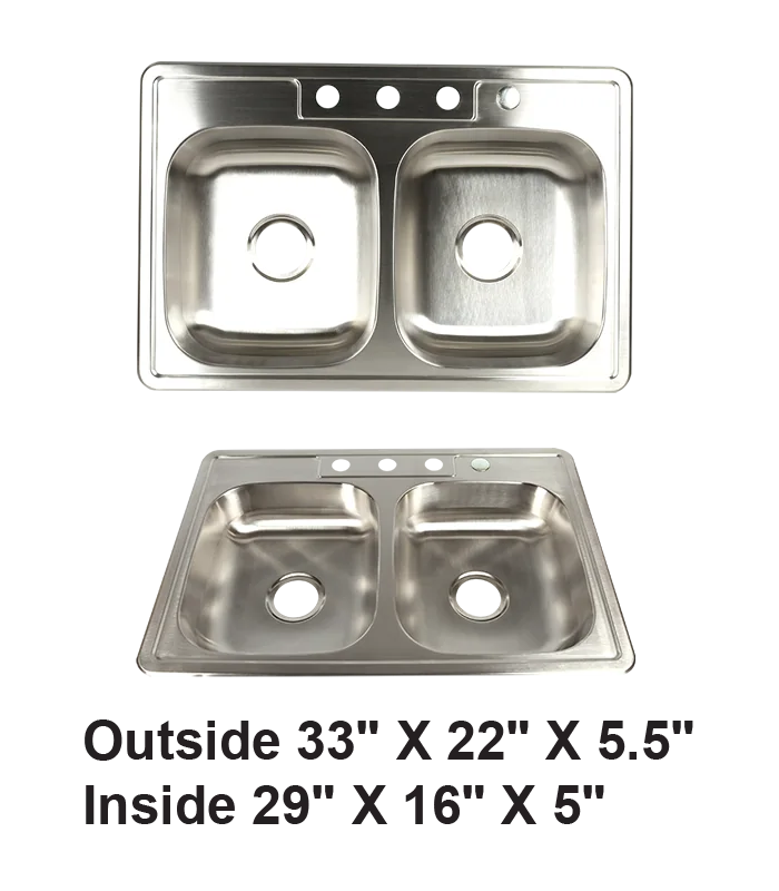 Drop-in Double Bowl 50/50 Stainless Steel ADA Sink